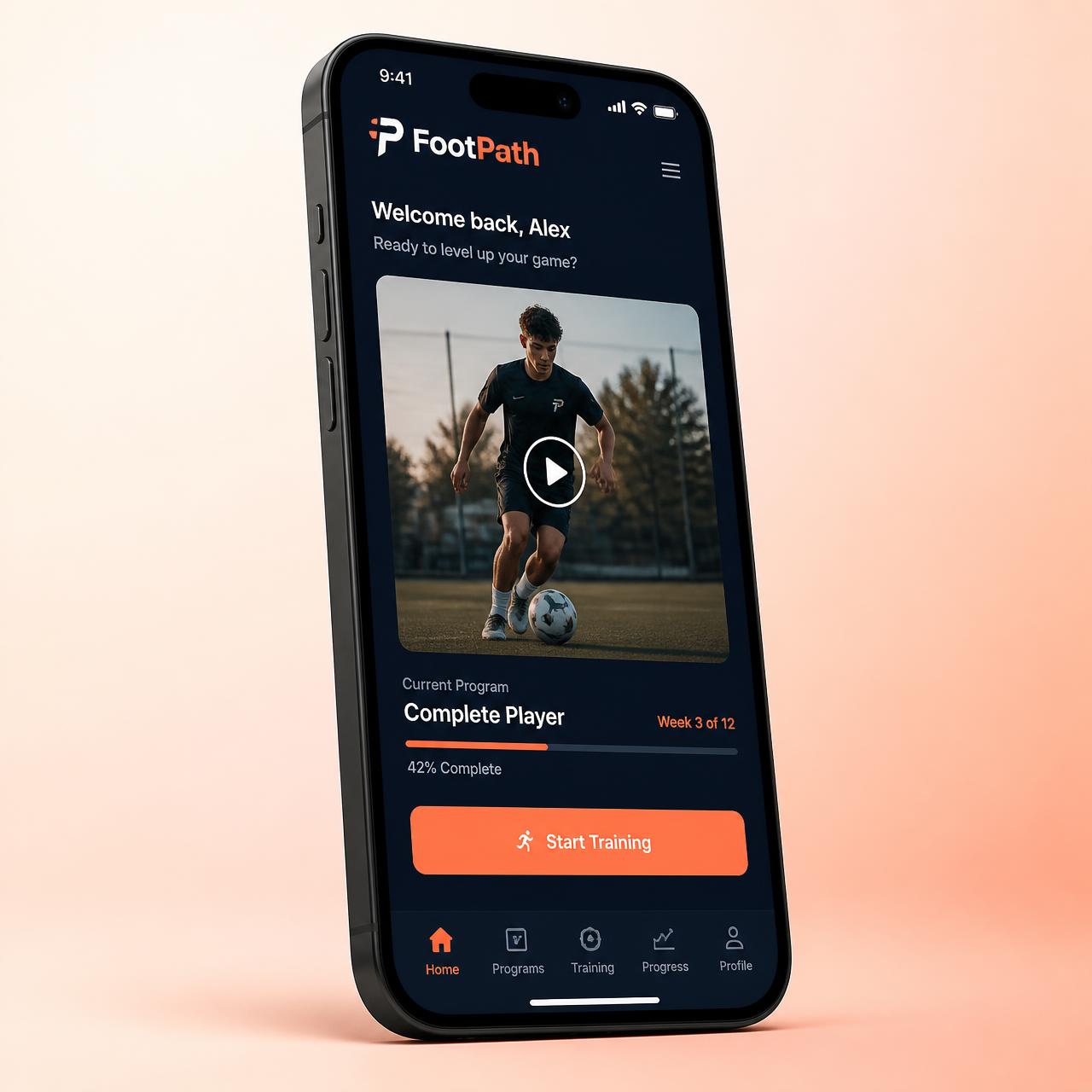 FootPath football training app mockup
